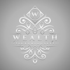 Letter W Logo - Classic & Luxurious Silver Embossed Style Logo