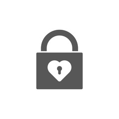 Heart lock icon. Simple glyph, flat vector of valentines day, love icons for UI and UX, website or mobile application