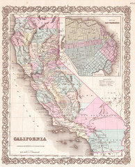 1855, Colton Map of California and San Francisco