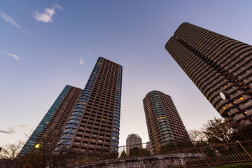 早朝の高層マンション群　The sky at daybreak in Tokyo, Japan