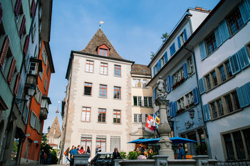 Obraz premium Old vintage buildings in Zurich Old town Altstadt