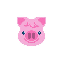 Smiling piggy face emoji flat icon, vector sign, colorful pictogram isolated on white. Pink pig head, new year symbol, logo illustration. Flat style design