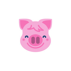 Smiling Piggy face with smiling eyes emoji flat icon, vector sign, colorful pictogram isolated on white. Pink pig head, new year symbol, logo illustration. Flat style design