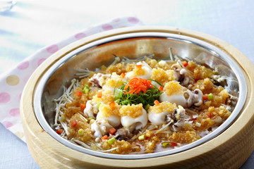 Delicious Chinese food, steamed fish with chili

