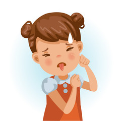 Little girl disgusted 
Little girl looking of disgust. asian child girl expression of disgust with emotions and gestures.  refusing food concep. Cartoon character vector illustration isolated
