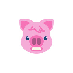 Grimacing piggy face emoji flat icon, vector sign, colorful pictogram isolated on white. Pink pig head emoticon, new year symbol, logo illustration. Flat style design
