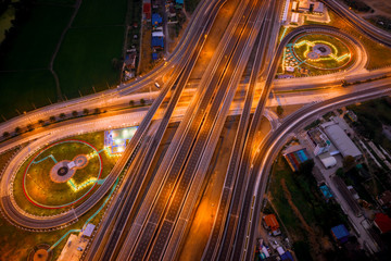 construction of a new ring road interchange and motorway expressway bypass for cars transportation ...