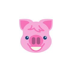 Beaming Piggy Face With Smiling Eyes emoji flat icon, vector sign, colorful pictogram isolated on white. Pink pig head emoticon, new year symbol, logo illustration. Flat style design