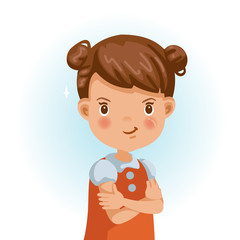 Little girl arms folded little girl portrait of posing  arms folded. child with arms crossed, Smile confidently. wearing red dress.