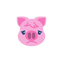 Slightly Frowning Piggy Face Emoji flat icon, vector sign, colorful pictogram isolated on white. Pink pig head emoticon, new year symbol, logo illustration. Flat style design