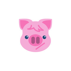 Confused piggy face emoji flat icon, vector sign, colorful pictogram isolated on white. Pink pig head emoticon, new year symbol, logo illustration. Flat style design