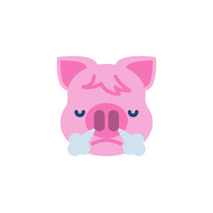 Obraz na płótnie Canvas Piggy Face With Steam From Nose Emoji flat icon, vector sign, colorful pictogram isolated on white. Pink pig head emoticon, new year symbol, logo illustration. Flat style design