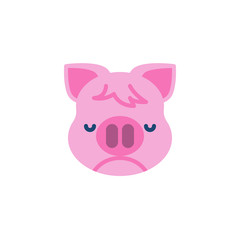 Piggy Nauseated Face Emoji flat icon, vector sign, colorful pictogram isolated on white. Pink pig head emoticon, new year symbol, logo illustration. Flat style design