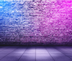 brick interior with neon lights