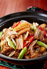 Delicious Chinese cuisine, garlic and pork casserole