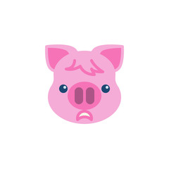 Piggy Worried Face Emoji flat icon, vector sign, colorful pictogram isolated on white. Pink pig head emoticon, new year symbol, logo illustration. Flat style design