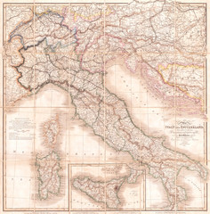 1859, Smith Folding Case Map of Italy and Switzerland