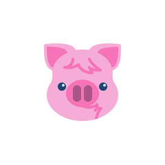 Piggy Kissing face emoji flat icon, vector sign, colorful pictogram isolated on white. Pink pig head emoticon, new year symbol, logo illustration. Flat style design