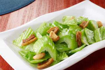 Delicious Chinese food, stir-fried mustard greens with lard