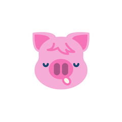 Piggy Sleepy face emoji flat icon, vector sign, colorful pictogram isolated on white. Pink pig head emoticon, new year symbol, logo illustration. Flat style design