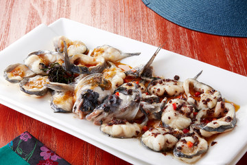 Delicious Chinese food, steamed fish with tempeh
