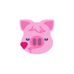 Piggy Face Blowing a Kiss Emoji flat icon, vector sign, colorful pictogram isolated on white. Pink pig head emoticon, new year symbol, logo illustration. Flat style design