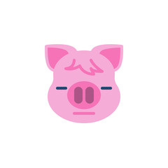 Piggy Expressionless Face Emoji flat icon, vector sign, colorful pictogram isolated on white. Pink pig head emoticon, new year symbol, logo illustration. Flat style design