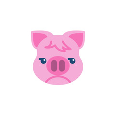 Piggy Unamused Face Emoji flat icon, vector sign, colorful pictogram isolated on white. Pink pig head emoticon, new year symbol, logo illustration. Flat style design
