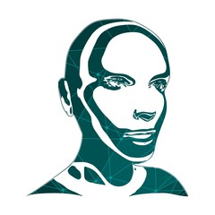 Portrait of a young woman. Polygonal mosaic silhouette of the human face