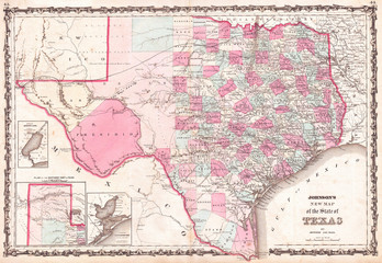 1862, Johnson Map of Texas