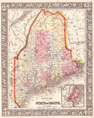 1864, Mitchell Map of Maine