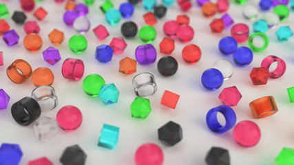 Pattern from colorful primitives on white surface