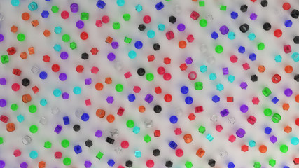 Pattern from colorful primitives on white surface