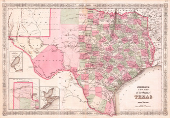 1866, Johnson Map of Texas