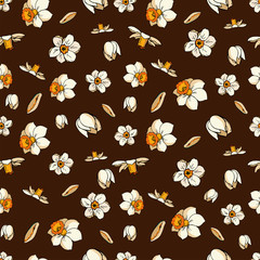 Vector floral seamless pattern whit narcissus