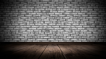 Old brick wall, concrete floor, empty stage