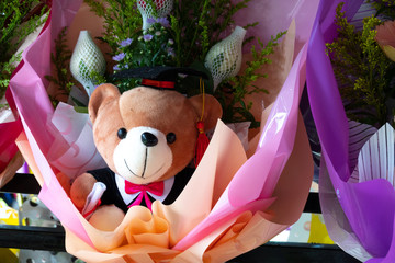 Teddy bear for congratulation gift.