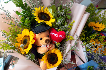 Teddy bear for congratulation gift.