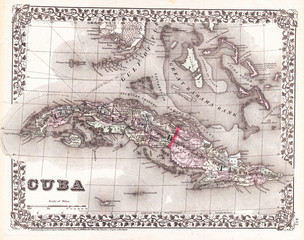 1872, Mitchell Map of Cuba and the Bahamas
