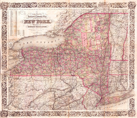 1876, Colton Railroad Pocket Map of New York State