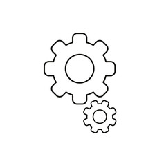 Flat design style vector of gears icon on white. Black outlines.