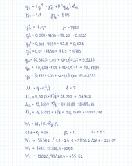 Engineering and mathematics equation and calculations handwritten on notebook page. Vector illustration.