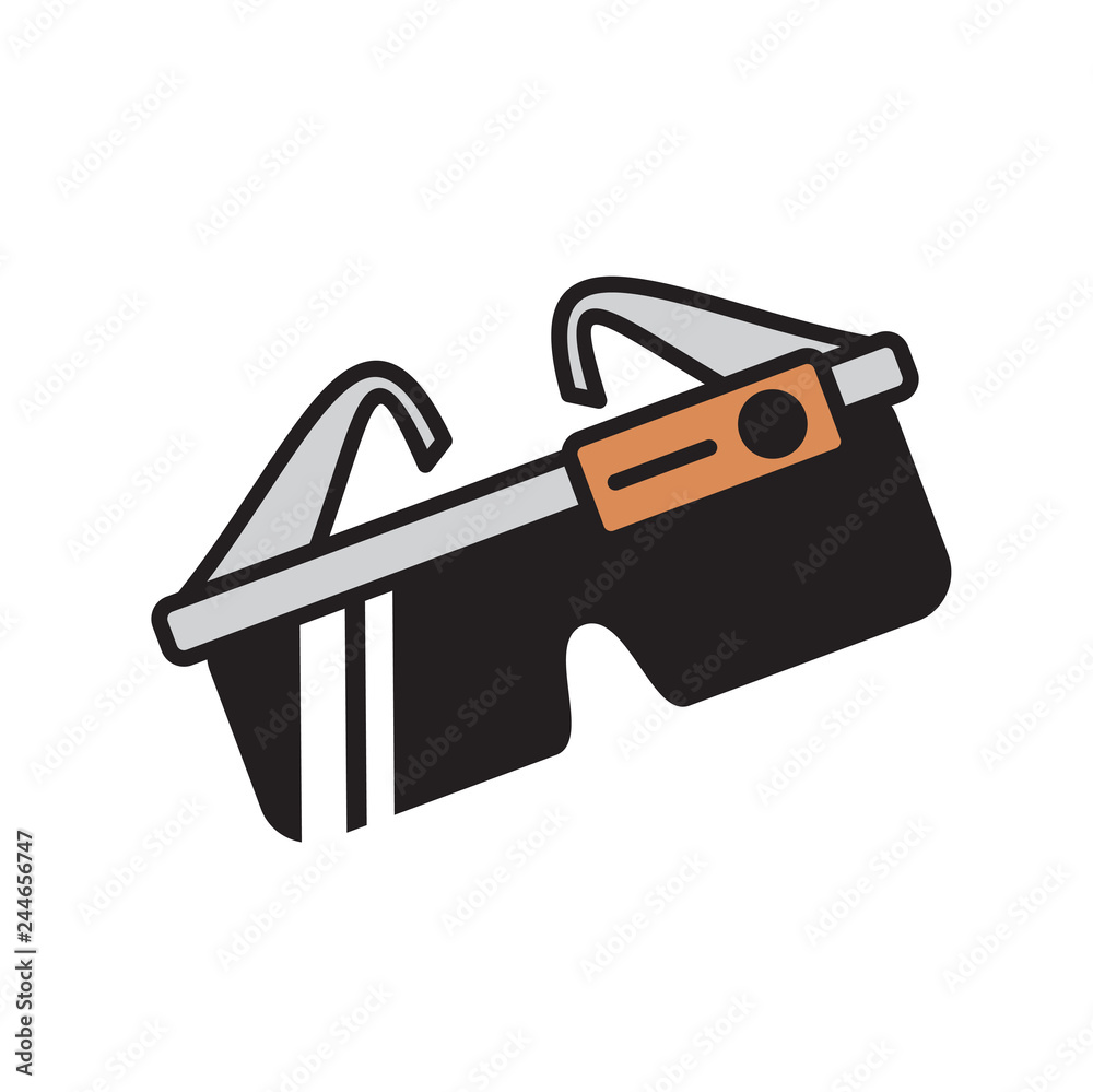 Poster eyeglasses with camera on white background for graphic and web design, modern simple vector sign. in