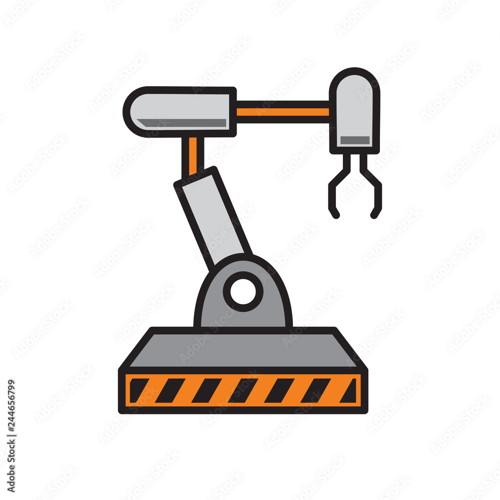 Poster robotic arm icon on white background for graphic and web design, modern simple vector sign. internet