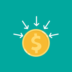 Arrows pointing at money icon