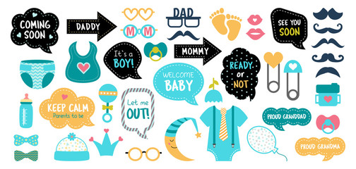 Baby shower photo booth photobooth props set