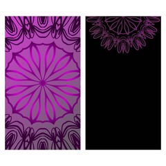 Card Template With Floral Mandala Pattern. The Front And Rear Side. Vector Illustration. purple color