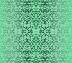 Fototapeta na wymiar Green Color Seamless Lace Pattern With Abstract Geometric Flower. Stylish Fashion Design Background For Invitation Card. Vector Illustration.