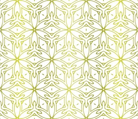 Floral Geometric Pattern. Seamless Texture Yellow Color Background. Element For Design. Vector Illustration