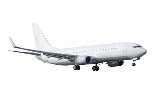 Passenger Commercial Airplane Isolated On White Background.